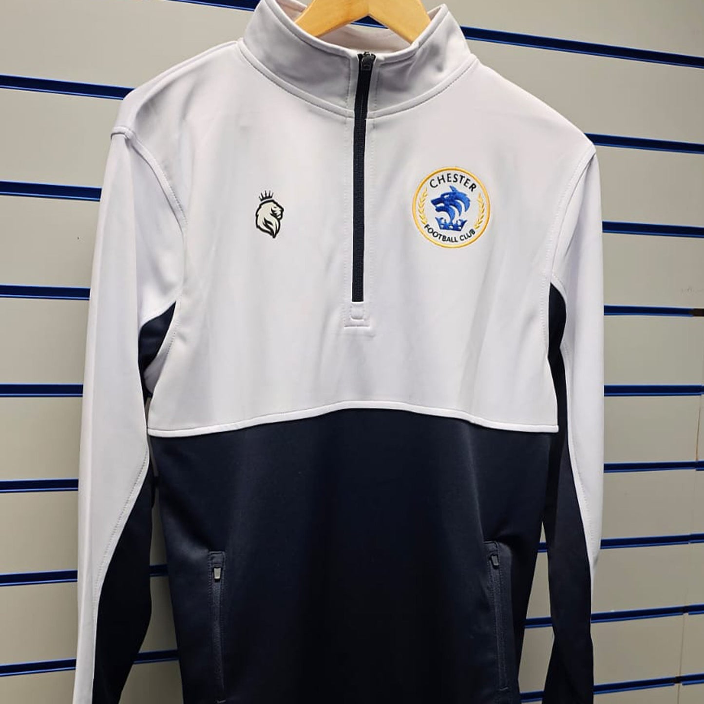 Child Chester FC 1/4 Zip - White & Navy